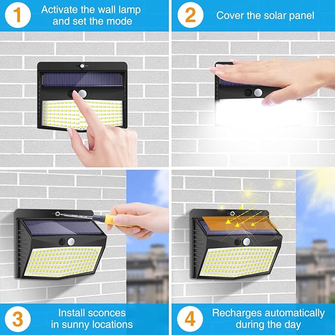Solar Outdoor Lights, [138 LED/15 Packs] Solar Motion Sensor Security Lights with 3 Lighting Modes Wall Lights Waterproof Solar Powered Lights for Garden Fence Yard Deck Garage - Image 5