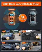 Vantrue N5 4 Channel WiFi 360° All Sides Dash Cam, STARVIS 2, IR Night Vision, 2.7K+1080P*3 Front Rear Inside Dashcam, Voice Control, GPS, 24 Hours Buffered Parking Mode Dash Camera(Renewed) - Image 4