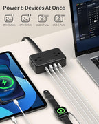 HOPOW Flat Plug Extension Cord, 6 Ft Ultra Thin Power Strip, 4 AC Wide Spaced outlets and 4 USB (2 USB-C) Ports, No Surge Protector for Cruise Ship, Travel, Dorm Room Essentials (Black) - Image 2