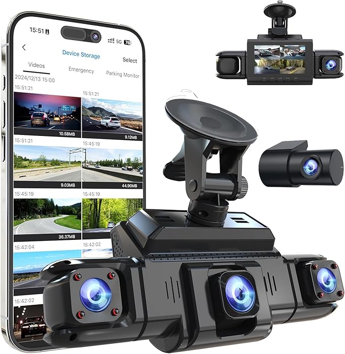 4 Channel FHD Dash Cam Front and Rear Inside, 4 Way Car Camera with Night Vision,Parking Mode,1080P Full HD Recording, Wide Angle Driving&Security Monitor for Auto,Truck,Taxi (1 Set) by Unknown