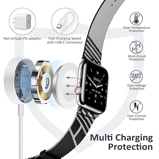 2 Pack 2025 Upgraded Apple Watch Charger USB C Cable Magnetic iWatch Charger Fast Charging Cord 3FT for Apple Watch Ultra 3/SE 3/Series 11/10/Series 9/Series 8/7/6/5/4/3/Ultra/SE/SE 2-Blue - Image 4