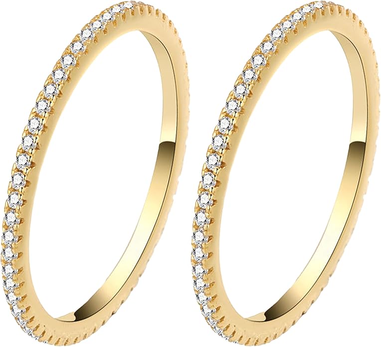 2-Pack 14K Gold Plated Stacking Rings for Oura Ring Gen 4/Gen 3, Cubic Zirconia Simulated oura ring stack Diamond Rings for Women by LevyPan