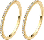 2-Pack 14K Gold Plated Stacking Rings for Oura Ring Gen 4/Gen 3, Cubic Zirconia Simulated oura ring stack Diamond Rings for Women by LevyPan