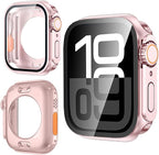 Yrzper Waterproof Case Compatible with Apple Watch Series 11 (2025) Series 10 46mm 42mm[Turning into Ultra] Crown + Back Cover Full Protective Hard PC Screen Protector Cover (Rose gold, 42mm) by Yrzper