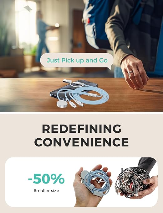 Travel Essentials,3 in 2 USB C Cable for Apple Watch Charger,iPhone Charger,Multi Charging Cable,Cruise Vacation Camping Essentials,Portable for iWatch Series 11-2/Ultra/SE & iPhone 17-12,Car,Blue - Image 6