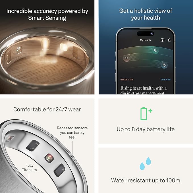 Oura Ring 4 - Brushed Silver - Size 9 - Sleep, Activity, Women’s Health, AI Advisor, Up to 8 Days of Battery Life, Size Before You Buy, Android & iOS Compatible - Image 4
