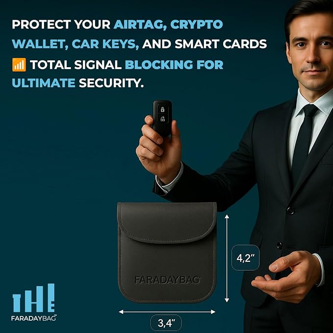 Faraday Key Fob Protector - Real Leather Premium Signal Blocking Pouches - RFID Blocking Car Key Security Shield - Image 5