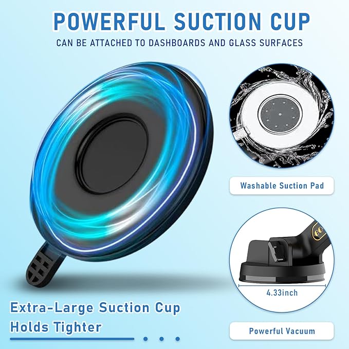 WUITIN Heavy Duty Phone Holder - Long Arm, Anti-Shake Suction Cup, Compatible with All Phones & Vehicles - Image 6