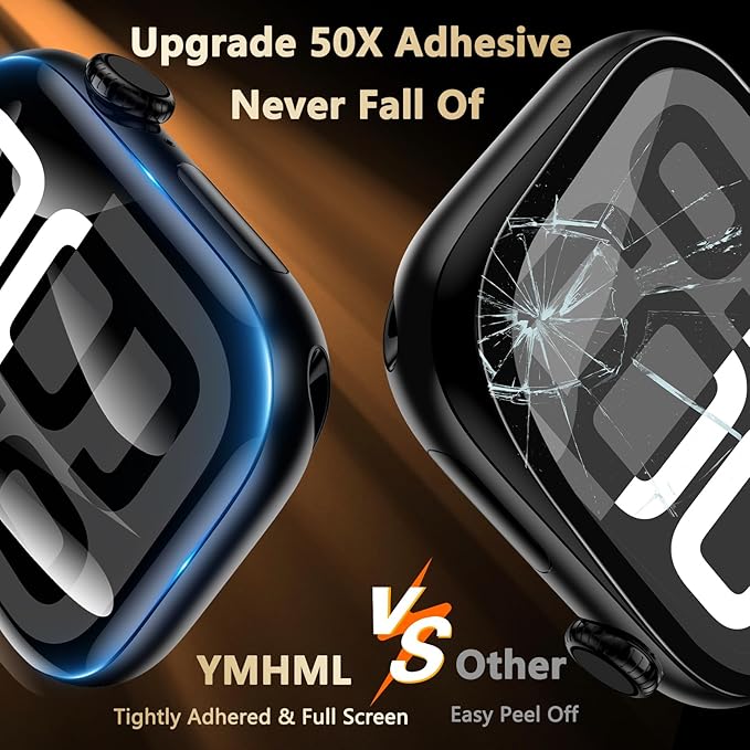 YMHML 2 Pack Tempered Glass Screen Protector for Apple Watch Series 11 Series 10 46mm, [Zero Bubble] 3D Full Coverage Strong Adhesion Waterproof Film with [Automatic Align Tech] iWatch Accessories - Image 4