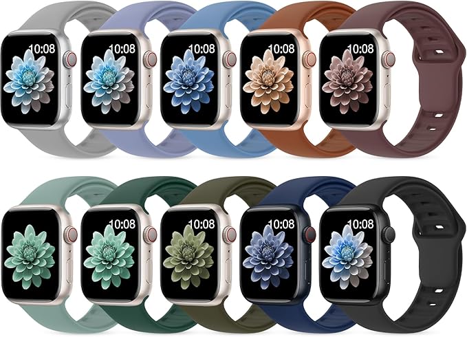 10 Pack Silicone Bands Compatible with Apple Watch 38mm 40mm 41mm 42mm 44mm 45mm 46mm 49mm Women Men, Soft Waterproof Replacement Wrist Sport Band for iWatch Series 11 10 9 8 7 6 5 4 3 2 1 SE Ultra by UnleashJoyUnlockTrueLife