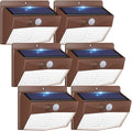 Peasur 6 Packs Solar Outdoor Lights Motion Sensor Solar Security Lights Waterproof with 3 Lighting Modes Solar Powered Wall Lights Outside for Garden Fence Yard Deck, Brown by Peasur