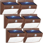 Peasur 6 Packs Solar Outdoor Lights Motion Sensor Solar Security Lights Waterproof with 3 Lighting Modes Solar Powered Wall Lights Outside for Garden Fence Yard Deck, Brown by Peasur