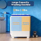 Auertech Portable Washing Machine, 20lbs Twin Tub Washer Mini Compact Laundry Machine with Drain Pump, Semi-automatic 12lbs Washer 8lbs Spinner Combo for Dorms, Apartments, RVs - Image 4