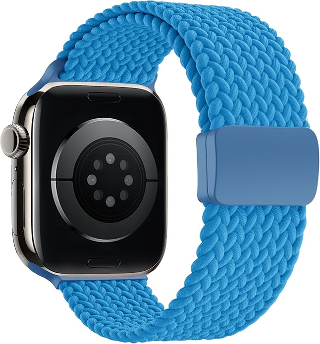 Braided Stretchy Band Compatible with Apple Watch Band 38mm 40mm 41mm 42mm 44mm 45mm 46mm 49mm Women Men, Adjustable Nylon Elastic Magnetic Clasp Strap for iWatch Series 10 9 8 7 6 5 4 3 2 1 SE Ultra by Unknown