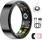 Smart Ring for Women & Men, Health Tracker Ring with Heart Rate, Blood Oxygen,Blood Pressure, IP68 Waterproof Fitness Ring, Sleep Tracker for iPhone and Android, No APP Fee (Black, 10#) by UniverseJethro