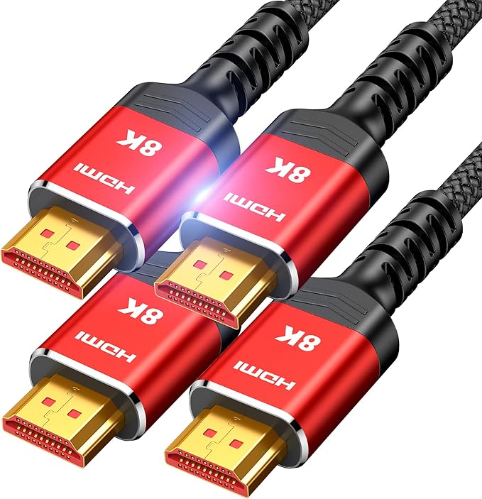 Highwings 8K HDMI 2.1 Cable 15FT 2-Pack, Ultra High Speed HDMI Cable Braided Cord-4K@120Hz 8K@60Hz, DTS:X, HDCP 2.2 & 2.3, HDR 10 Compatible with Roku TV/HDTV/Blu-ray by Highwings
