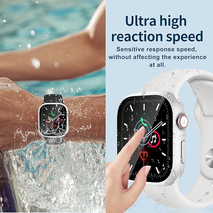 Waterproof Case for Apple Watch Series 10 Series 11 46mm Built-in Tempered Glass Screen Protector,[Slim Guard PC Bumper] [Touch Sensitive] Full Protective Face Cover Compatible iWatch Accessories - Image 6