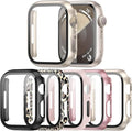 5 Pack Case with Tempered Glass Screen Protector for Apple Watch Series 9 8 7 41mm, PC Hard Ultra-Thin Slim Fit Scratch Resistant Bumper Protective Cover for iWatch S9 S8 S7 41mm Accessories by Haojavo
