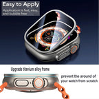 3 Pack for Apple Watch Ultra 3/Ultra2/Ultra 49mm Tempered Glass Screen Protector + Titanium Alloy Frame，[Keep Original] [Touch Sensitive] [Waterproof] Film for iwatch Ultra 3/2/1 (Original, 49mm) - Image 3