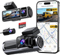 4K 3 Channel Dash Cam Front and Rear Inside, Built-in 5.8GHz WiFi GPS, 64GB Card Included, 4K+1080P+1080P Dash Camera for Cars, 3.18'' IPS Screen Dashcam with G-Sensor, 24H Parking Monitor by Unknown