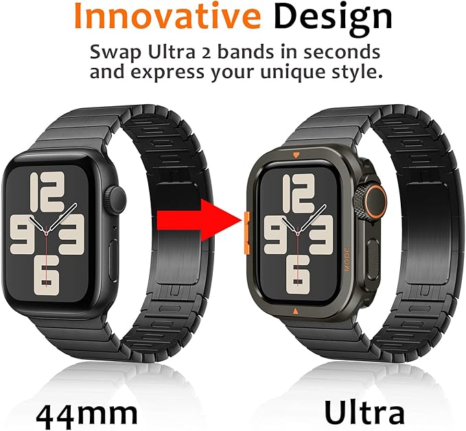 Amizee Metal Case Compatible with Apple Watch SE 3/2/1 Series 6/5/4 44mm Case with Back Cover, Rugged Protective Bumper Cover for iWatch 44mm, Graphite - Image 2