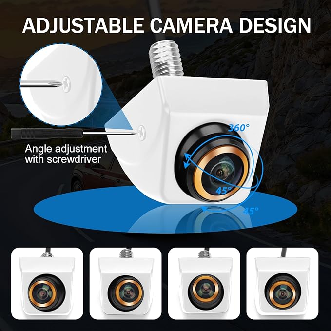AHD 1080P Backup Camera - 170° Adjustable Fisheye Lens, Front/Side/Rear View Camera for Car, SUV, RV, Trailer, Camper, Van, Pickup Truck (White) - Image 2