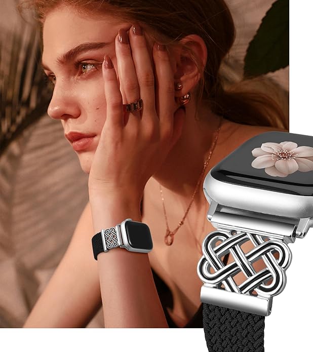 TOYOUTHS Braided Magnetic Band Compatible with Apple Watch Bands 38/40/41/42/44/45/46/49mm Women Men, Dressy Celtic Metal Stretchy Elastic Strap for iWatch Series 11 10 9 8 7 6 5 4 SE/Ultra 3 2 1 - Image 3