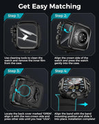 Goton Rugged Case and Band Kit with Screen Protector for Apple Watch 46mm, Compatible with Apple Watch Series 11/10, Full Body Shockproof Metal+PC Bumper Cover with Soft Band, 46mm Black - Image 6