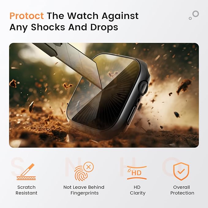 Goton Waterproof Privacy Case for Apple Watch Screen Protector, Anti-Spy Tempered Glass Film iWatch Cover Hard PC Case Bumper for Apple Watch Series 11/10, 42mm JetBlackJetBlack - Image 5