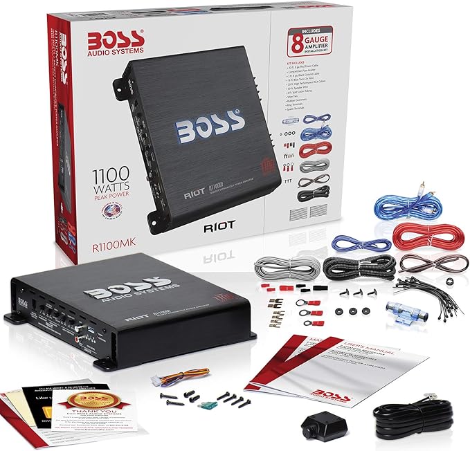 BOSS Audio Systems R1100MK Monoblock Car Amplifier and 8 Gauge Wiring Kit - 1100 High Output, High Low Level Inputs, Low Pass Crossover - Image 6