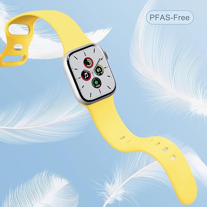 Sport Bands Compatible with Apple Watch Band Women Men 40mm 38mm 41mm 42mm 44mm 45mm 46mm 49mm ,Soft Wristband Waterproof Replacement Strap for iWatch Bands Series 11 10 9 8 7 6 5 4 3 2 1 SE Ultra Yellow - Image 2