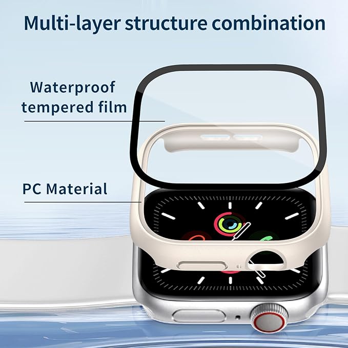 Waterproof Case for Apple Watch Series 10 Series 11 42mm Built-in Tempered Glass Screen Protector,[Slim Guard PC Bumper] [Touch Sensitive] Full Protective Face Cover Compatible iWatch Accessories - Image 7