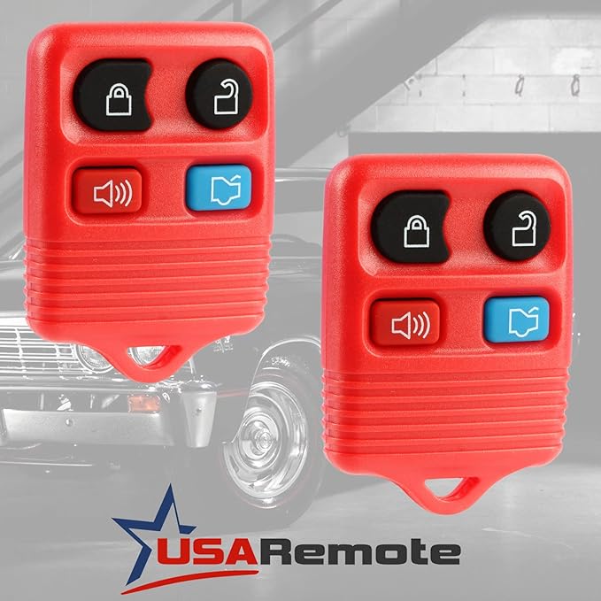Key Fob Keyless Entry Remote fits Ford, Lincoln, Mercury, Mazda Mustang (Red), Set of 2 - Image 2
