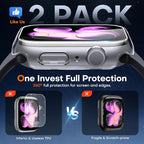 TAURI 2 Pack Hard Case for Apple Watch Series 11/10 42mm, with PC Tempered Glass Screen Protector Scristant Resistant Overall Protection Slim Cover for iWatch S11 42mm, Clear + Gold - Image 2
