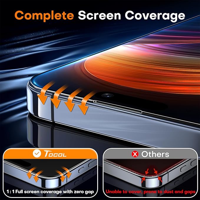 TOCOL for iPhone 14 Pro Max Privacy Screen Protector Tempered Glass Full Coverage Screen Protector Easy Installation 2 Pack - Image 5