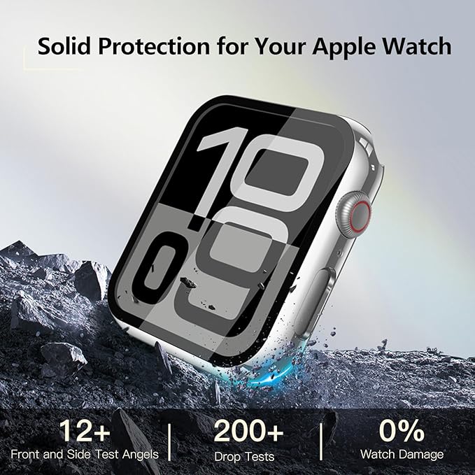 [2-Pack] Julk 40mm Silver Cover with Screen Protector for New 2025 Apple Watch SE 3, 9H Tempered Glass with Slim Hard Protective Case for iWatch Series SE/6/5/4 40mm (1 Silver + 1 Transparent) - Image 2