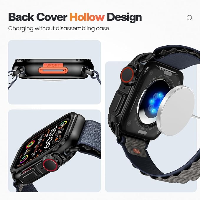 Goton Aluminum Alloy Case for Apple Watch SE 3/2/1，Series 6/5/4 44mm, Ultra-Style Metal Bumper Protector with Ceramic Back, Shockproof Cover for Business & Daily Use - Image 6