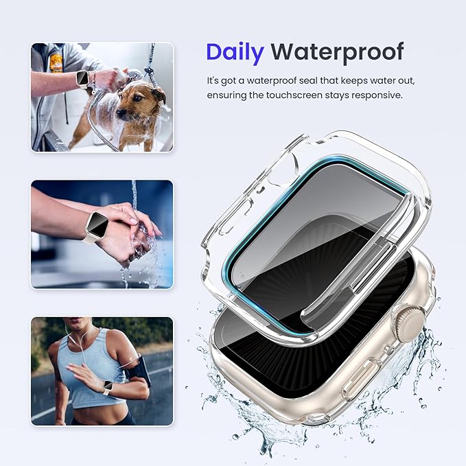 Goton Privacy Waterproof Case Compatible for Apple Watch Series 11/10 Screen Protector 42mm, Anti Spy Face Cover Back Bumper for iWatch Accessories - Image 3