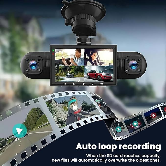 4 Channel FHD Dash Cam Front and Rear Inside, 4 Way Car Camera with Night Vision,Parking Mode,1080P Full HD Recording, Wide Angle Driving&Security Monitor for Auto,Truck,Taxi (1 Set) - Image 2