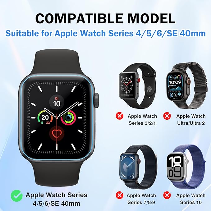 4 Pack Compatible for Apple Watch Series SE/4/5/6 Screen Protector 40mm Privacy, Self-Healing HD Soft TPU Film with Touch Sensitive [Not Glass] for iWatch 40mm Screen Protector, No-Bubbles - Image 2