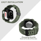 OROBAY Rugged Band Compatible with Apple Watch Band 41mm 40mm 38mm with Case, Shockproof Strap for iWatch SE3 SE2 SE Series 9/8/7/6/5/4/3/2/1 with Bumper Case Cover Men Women, Army Green - Image 3