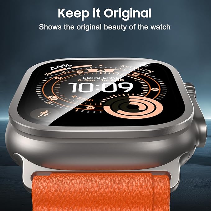 Uyiton for Apple Watch Ultra 3/2/1 Screen Protector - [26 Degree Privacy] Titanium Alloy Frame & 9H Tempered Glass, Touch Sensitive Military Protection iWatch Screen Protector 49mm, Natural, 2 Pack - Image 5
