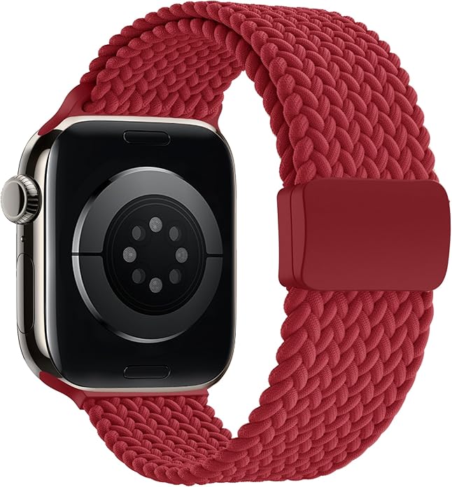 Braided Stretchy Band Compatible with Apple Watch Band 38mm 40mm 41mm 42mm 44mm 45mm 46mm 49mm Women Men, Adjustable Nylon Elastic Magnetic Clasp Strap for iWatch Series 10 9 8 7 6 5 4 3 2 1 SE Ultra by Unknown