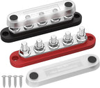 DaierTek Power Distribution Block with Cover Mini 5 x 1/4" Studs Bus Bar Terminal Block Max 150A 48V DC 300V AC Positive & Negative for Automotive Car Marine by DaierTek