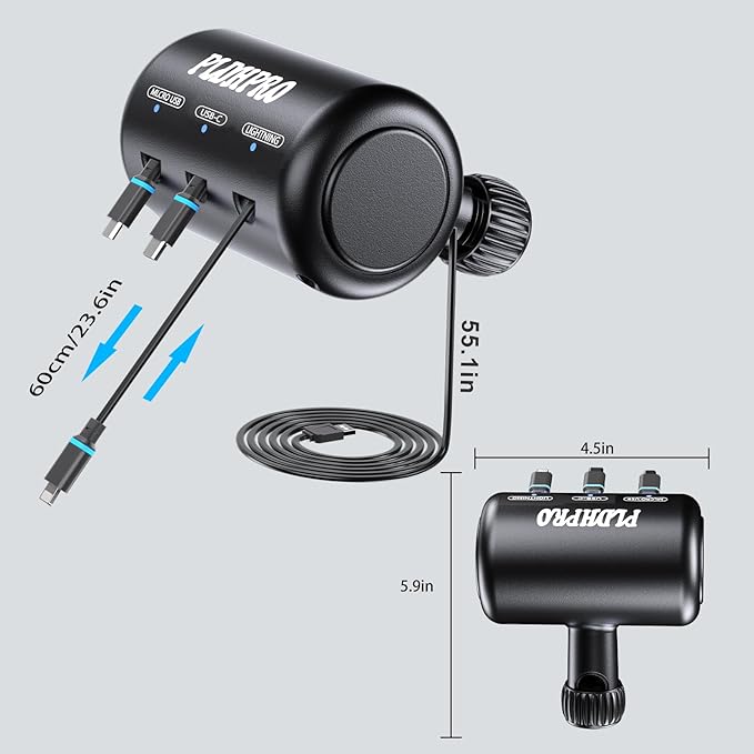 Retractable Car Backseat 3 in 1 Multi Charging Station Box with USB Type C Lightner Retractable Cables for All Phones | iPhone | Samsung | Android | Uber | Share Ride Customer Charging Dock - Image 5