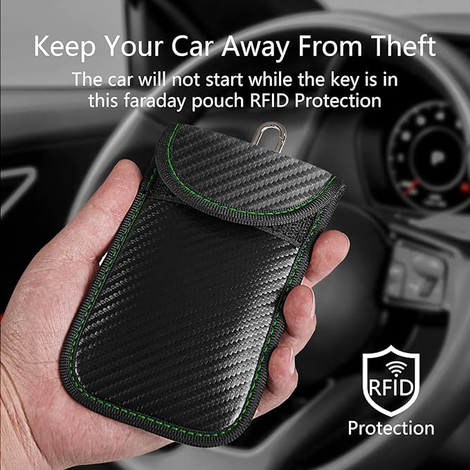 Meliya Faraday Pouch Bag for Car Keys, RFID Signal Blocking Holder, Faraday Key Fob Protector, Anti-Theft Key Fob Case (Green) - Image 6