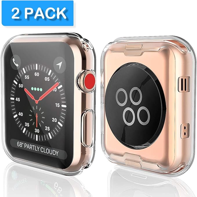 [2-Pack] Julk 38mm Case for Apple Watch Series 3 Series 2 Screen Protector, Overall Protective Case TPU HD Ultra-Thin Cover for iWatch, 2 Transparent - Image 2