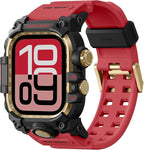 amBand Rugged Case with Band for Apple Watch 44mm, Compatible with iWatch Series SE 3/SE 2nd Generation/SE/6/5/4, Military Grade Shockproof Bumper Cover, Tactical Band for Men, Red by amBand