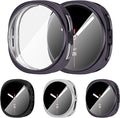 Suoman 3 Pack for Samsung Galaxy Watch 8 44mm Case, High Definition Clear Screen Protector, Full Around Electroplate Soft TPU Bumper Around Protective Case Cover -Black+Gun Color+Silver by Suoman