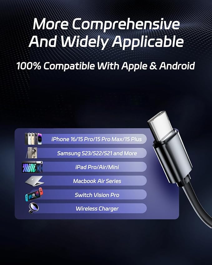 DreamBee Retractable Car Charger,66W Super Fast USB Car Phone Charger,Dual TypeC Retractable Cables Gifts for Men Women Car Truck Accessories for Samsung Galaxy S23+/S23,iPhone 17/16/15/ Pro Max, iPad - Image 8